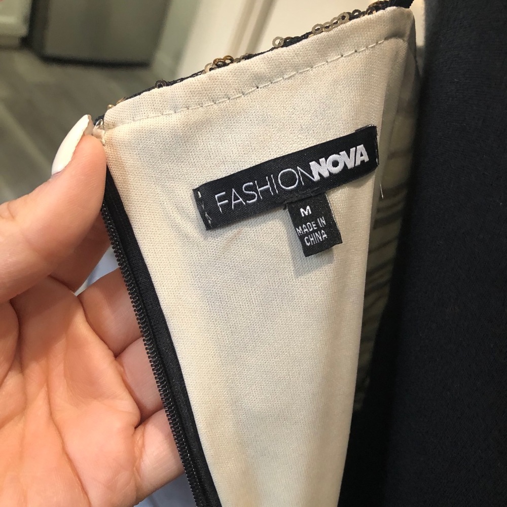 Gold and Black Sequin Stretchy Dress